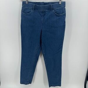 Intro Love the Fit Jeans Womens M Blue Stretch Denim Pull On Straight High Rise